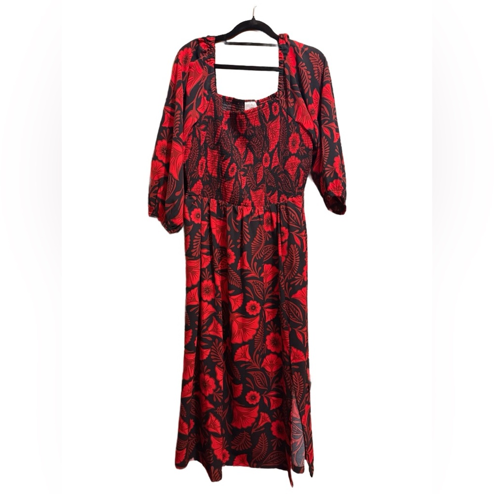 Floral Red and Black Women's Dress